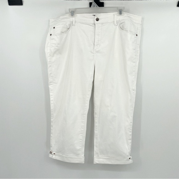 Not Your Daughter's Jeans | Cropped White Jeans with Jeweled Detail – Size 18W - Picture 1 of 10